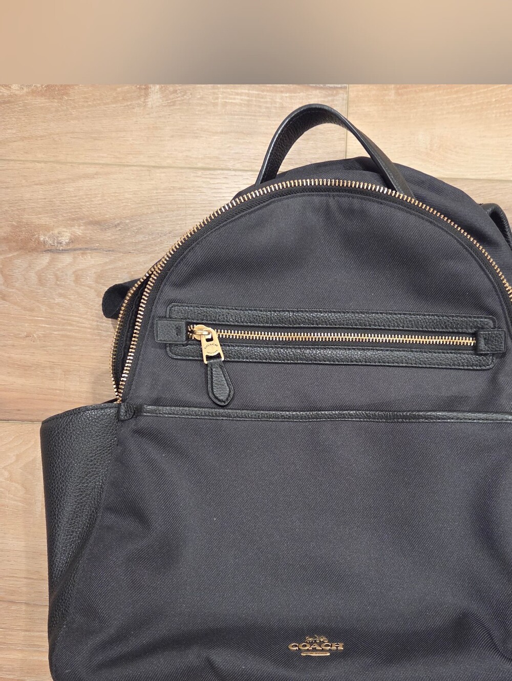 Coach Black Nylon Backpack with Gold-Tone Accents